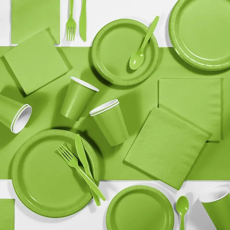 Set Cumpleaños Servilletas Vaso Plato Desechable Verde 20p/p Verde