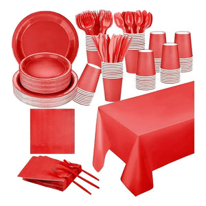 X20 Vajilla De Cumpleaños Servilleta Vaso Platos Desechables Rojo