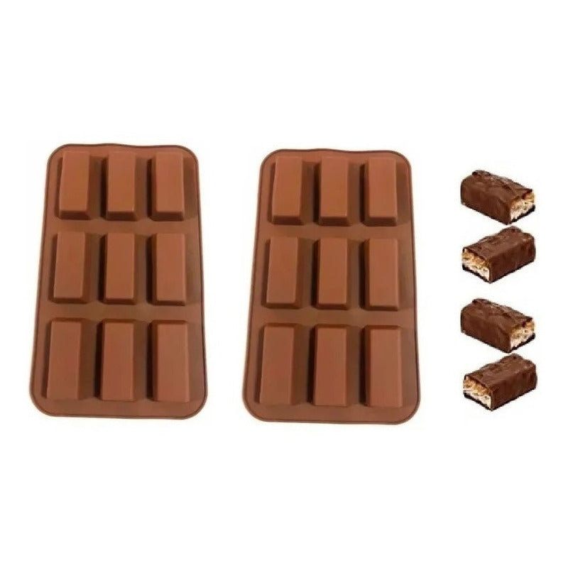 2 Moldes Silicona  Chocolate Molde De Silicona Barra Cereal Marrón