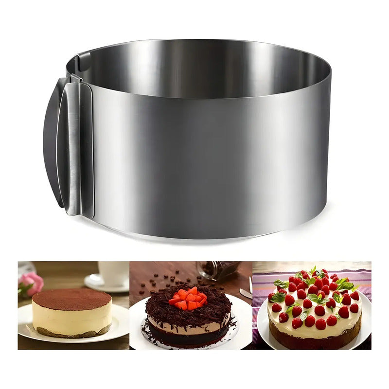 Molde De Torta Moldes Para Tortas Anillo Redondo Ajustable Gris Claro