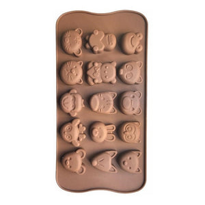 2 Moldes De Chocolate Molde De Silicona Animalitos Marrron Marrón