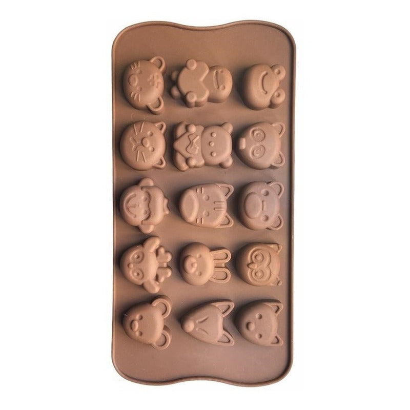 Moldes De Chocolate Molde De Silicona Animalitos Marrron Marrón