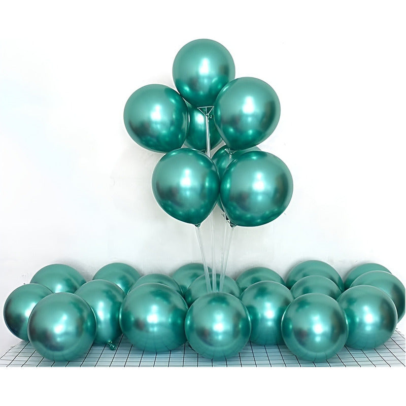 25 Set De Cumpleaños Globos Cromados Globos Cumpleaños 25cm Verde Oscuro Redondo