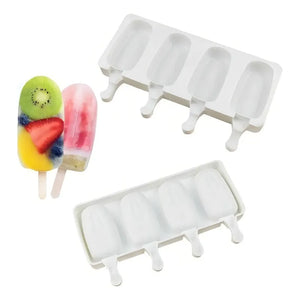 Levys Bazar Molde Silicona 4 Para Helado De Palito Blanco