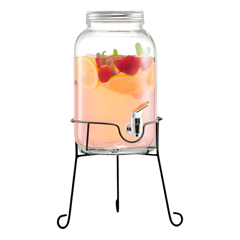 Jarro De Vidrio Dispensador De Bebidas Con Atril Jarros 4l
