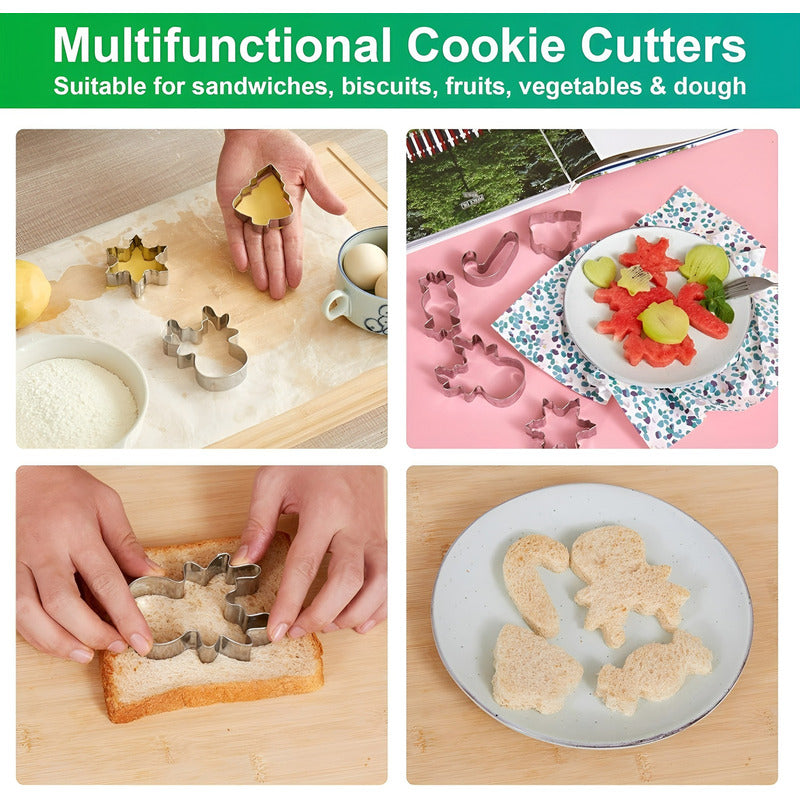 Set 24 Cortadores De Galletas Navidad Moldes Para Galletas Plateado