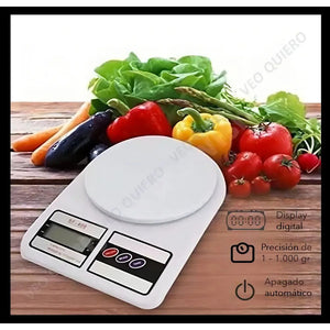 Balanza Digital Cocina Alimentos Hogar Tara 0 A 10 Kg Alta Precisión Veoquiero Blanco