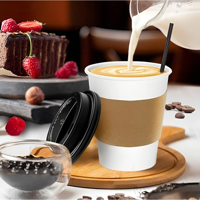 Vaso Cafe Kraft Vasos Polipapel Vaso C/tapa+manga 150und 8oz Blanco / Vaso 8oz