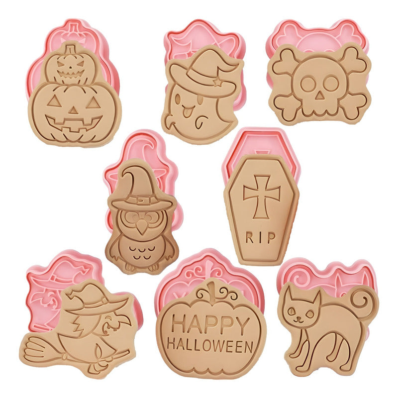 Pack X8 Molde Galleta Cortadores De Galletas De Halloween