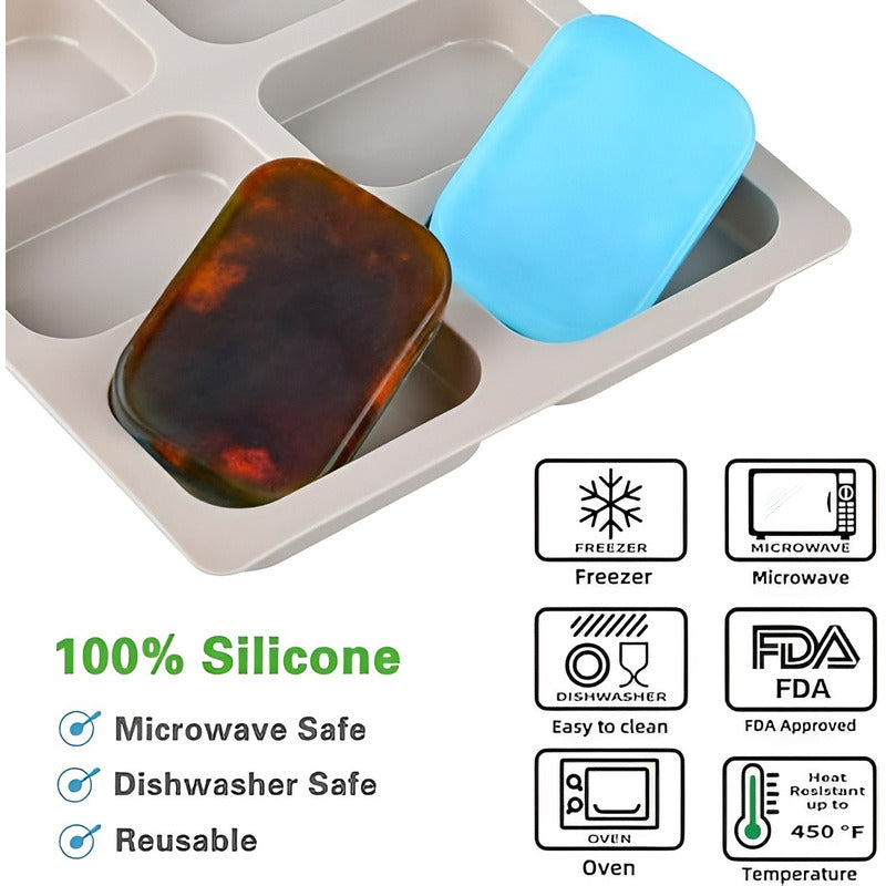 Molde Silicona Molde Jabon Artesanal Mole Barra 9cav Gris