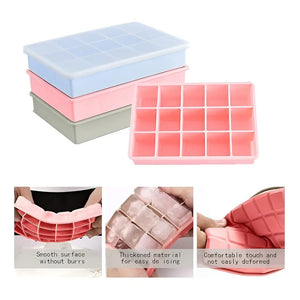 2 Cubetas Silicona Cubetera Silicona Cubetas Hielo C/tapa 15 Moldes Para Hielo Cubeteras Cubetas Silicona Cubeta De... Multicolor