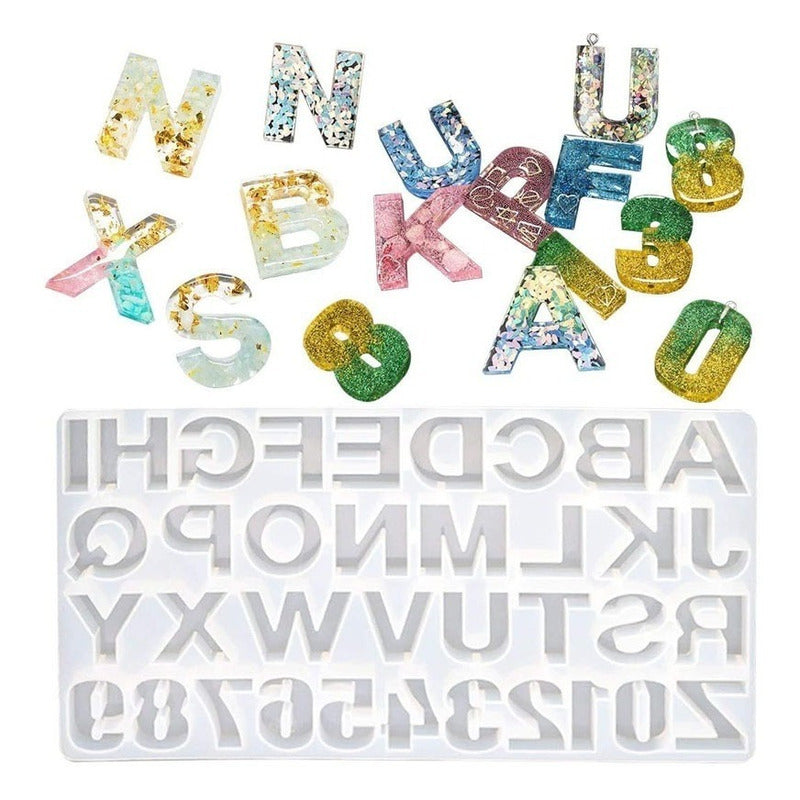 X2 Molde De Silicona Letras Moldes Silicona Resina 36cavid - Blanco