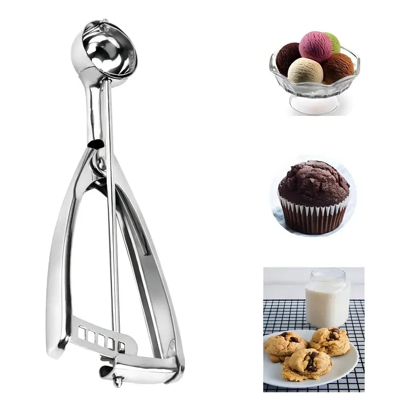 Cucharas Para Helado Cuchara Helado Cuchara De Helado 4cm Cucharas De Galletas Para Hornear De Acero Inoxidable Cucharas Para Servir Porcionadora Cuchara De Helado Con Liberación Pasteleriuscl Gris