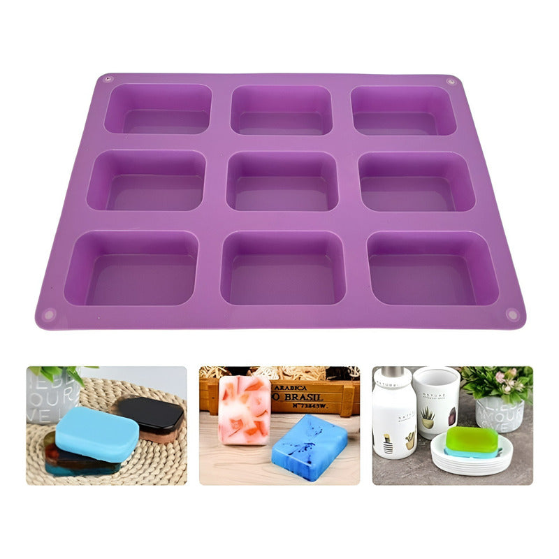 Molde Silicona Molde Jabon Artesanal Mole Barra 9cav Gris