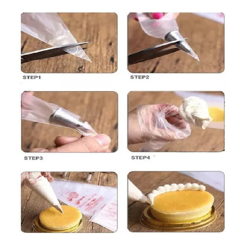 Pack300 Mangas Desechables Pasteleras Manga Desechable S,m,l Transparente