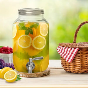 Jarro Para Jugo Dispensador De Bebidas Jarro De Vidrio 4l Color Transparente / Dispensador Liso Sin Atril 4l