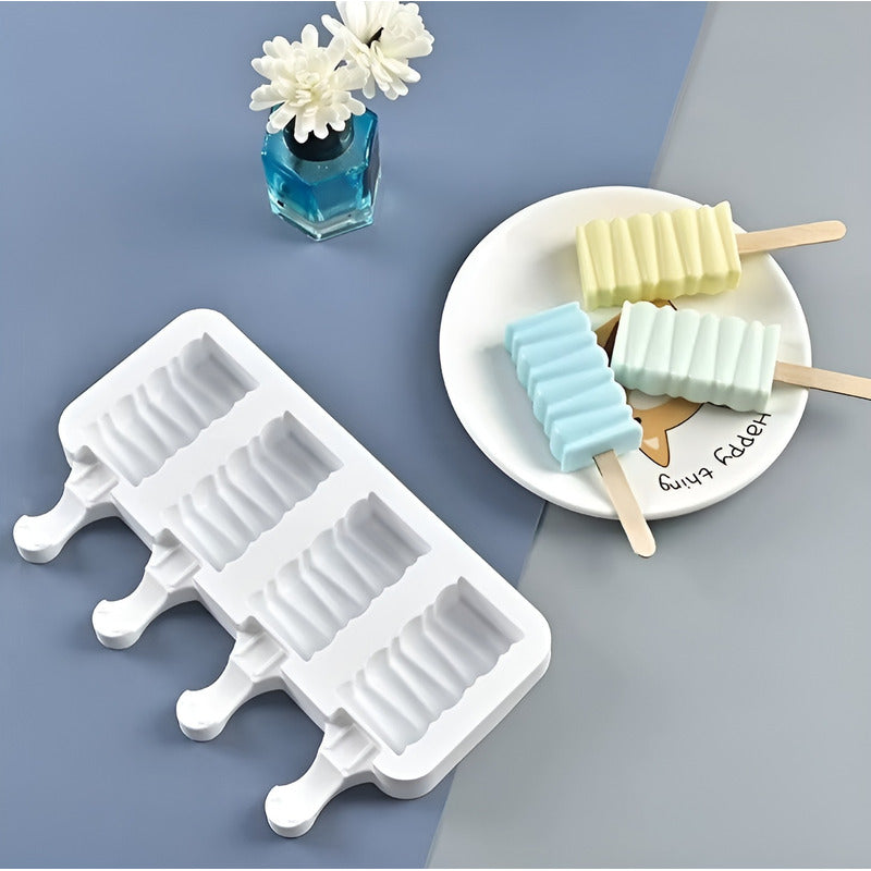 Set X4 Moldes De Silicona Para Helados Molde Helado Pale419 Blanco