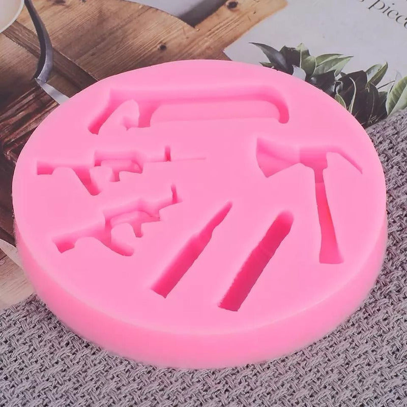 Molde De Silicona Molde Armas Molde Fondant Fusil Hacha 6066 Rosa 6 Cavid 6066