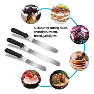 Set De 3 Espátulas Curvas De Acero Inoxidable Para Repostería Y Glaseado