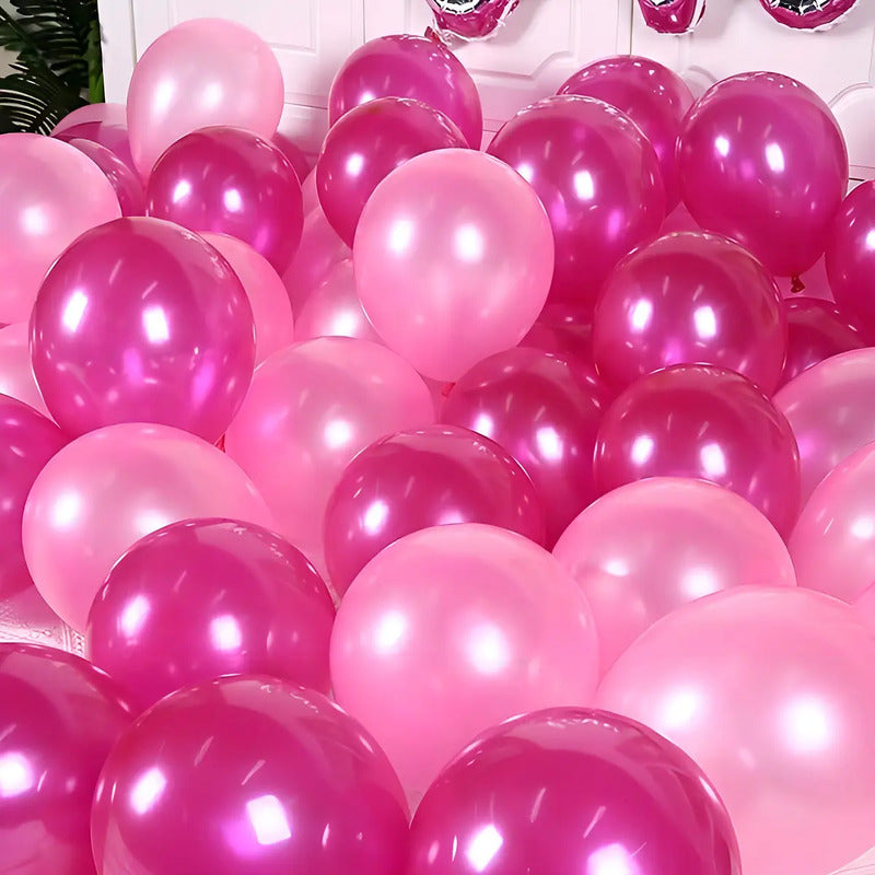 Pack 50 Set De Cumpleaños Globos Cumpleaños Globo Metalizado Globos Metalizados Cotillon Fiestas Accesorios Para Fiesta... Rosa