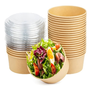 100 Bowls Plastico Bowl Kraft Bowl Con Tapa Envases 1000 Cc