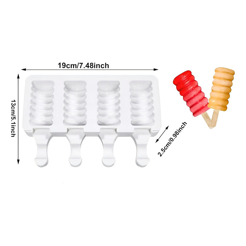 X4 Molde Helado Silicona Molde Helados Molde Paletas Mini395 Blanco