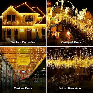 500 Luces Led Navidad Cortina De Luces Cascada Luces 12mts