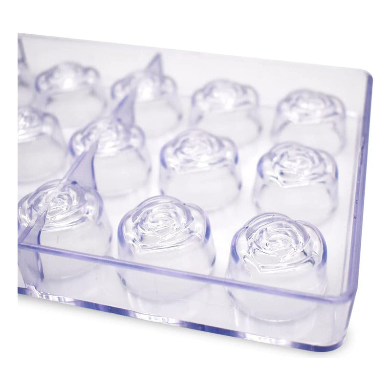 2 Moldes Chocolate Rosas + Moldes Policarbonato Corazon Blanco