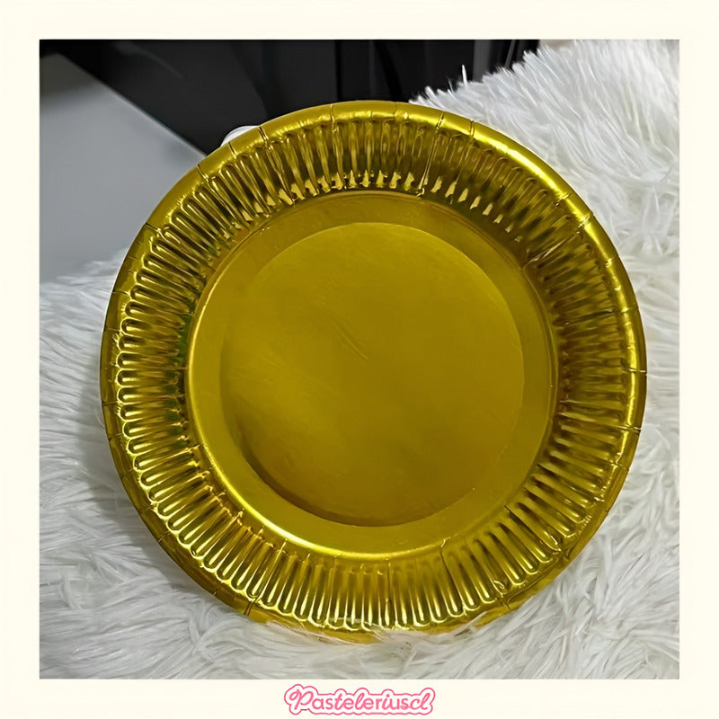 10 Platos Desechables Platos De Papel Platos Cumpleaños 17cm Dorado