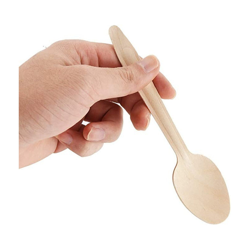 X100 Cucharas Postres Cucharas Desechables Cucharas Helado Madera Desechable