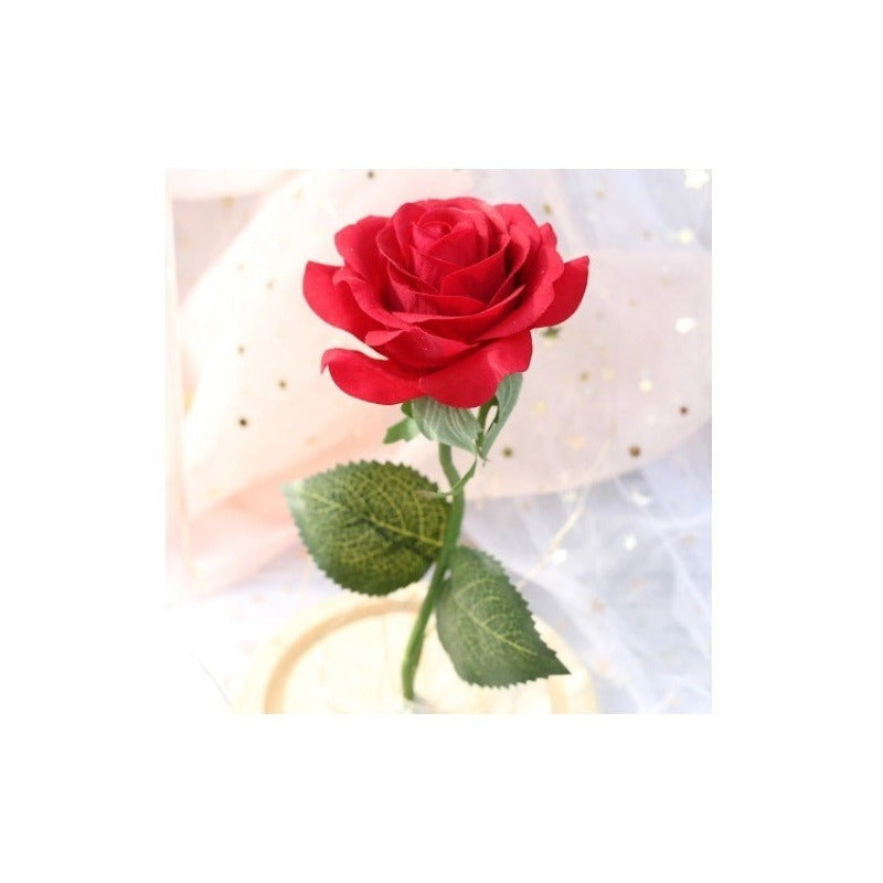 Rosa Eterna Rosas Eternas Rosa Preservada Led San Valentin Rojo Rosa Roja De Madera- Led