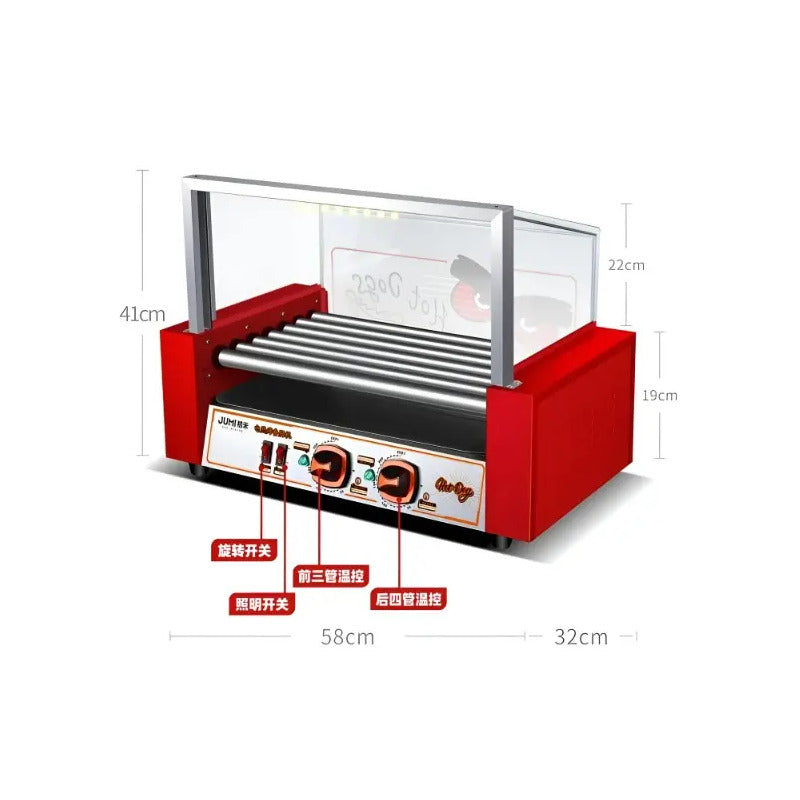 Rostizador Vienesas Parrilla Hot Dog Calentador Pan 7 Roller Máquina Comercial De Comida Rápida Rostizador Eléctrico Vienesas Parrilla 7 Rodillos Máquina Rostizador Vienesas Calentador Pasteleriuscl