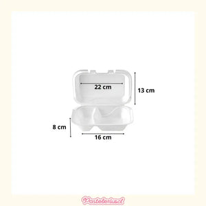 200 Bandejas Plumavit Bandeja Rectangular C/ Division Bandeja Alimentos De Colegio Bandejas De Plumavit Para Colacion... Blanco