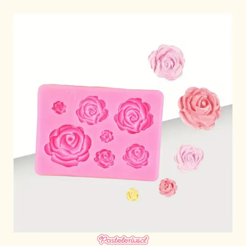 Molde De Silicona Molde Rosas Molde Fondant Rosas 7 Cavid Rosa