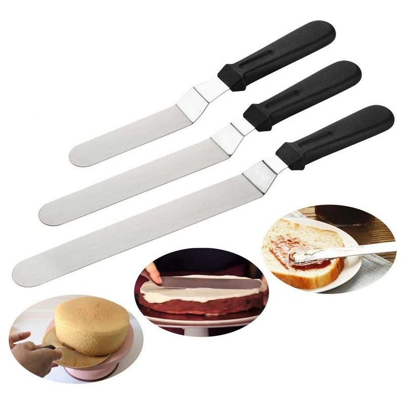 Set 3 Espatula Repostera Espátula Decoracion Espatula Curva Gris