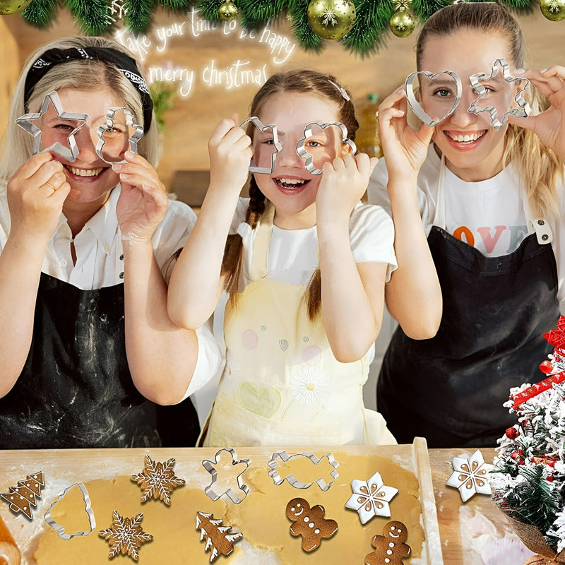 Set 24 Cortadores De Galletas Navidad Moldes Para Galletas Plateado