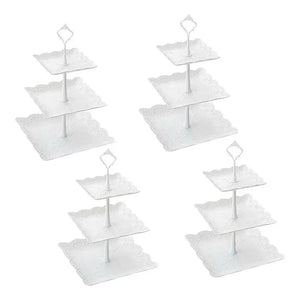 Pack X4 Porta Torta Porta Cupcakes  Torre Porta Cupcake Blanco
