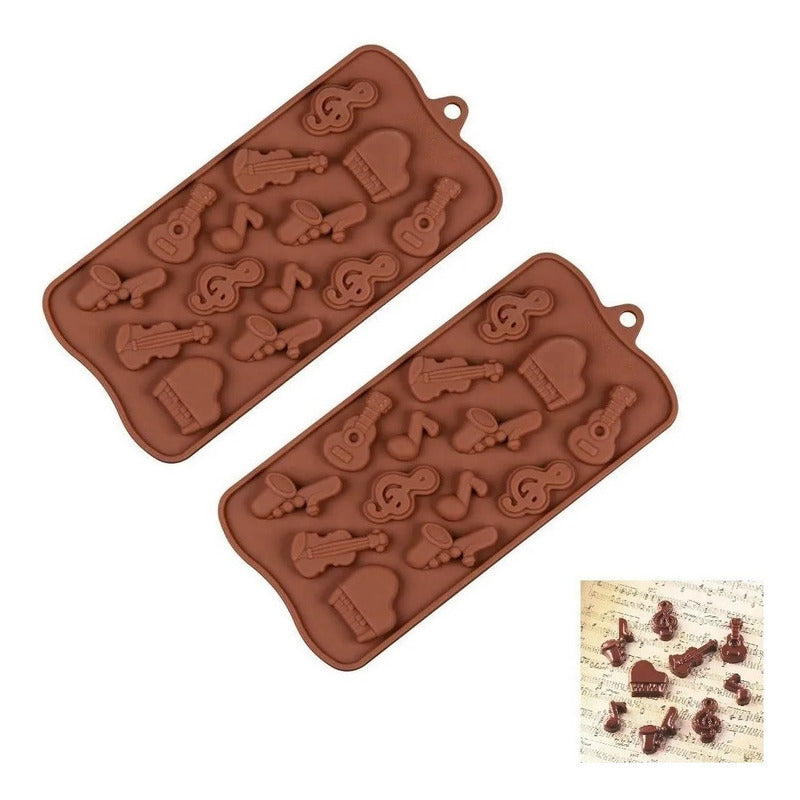 Pack X2 Moldes De Chocolate Moldes De Silicona Instrumentos Marrón