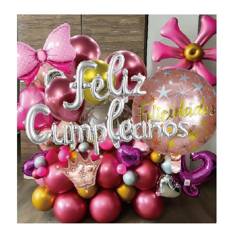 Globos De Cumpleaños Decoracion Cumpleaños Globos Rosados Rosado Multicolor 101319