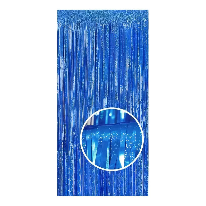 Cortina De Papel Metalizado Azul Oscuro 2m Pastelería Cl Decorativa