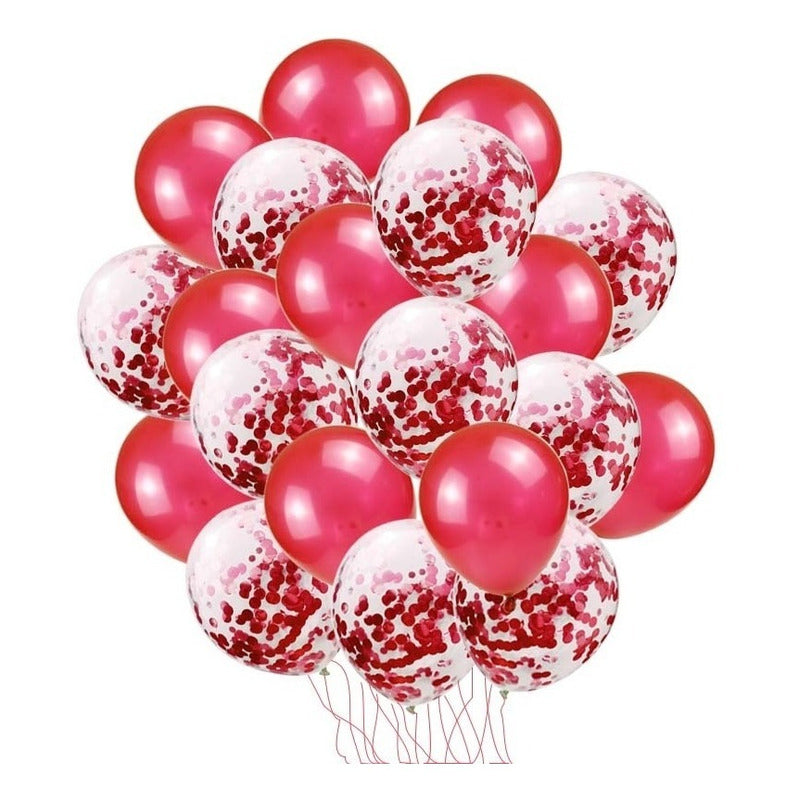 Pack X25 Set De Cumpleaños Globos Cumpleaños Globos Rojo - Rojo 100934
