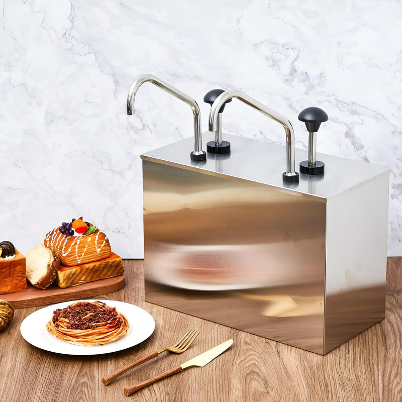 Dispensador De Salsa Comercial Dispensador Salsa Doble 4l Plateado / Dispensador Bomba Doble