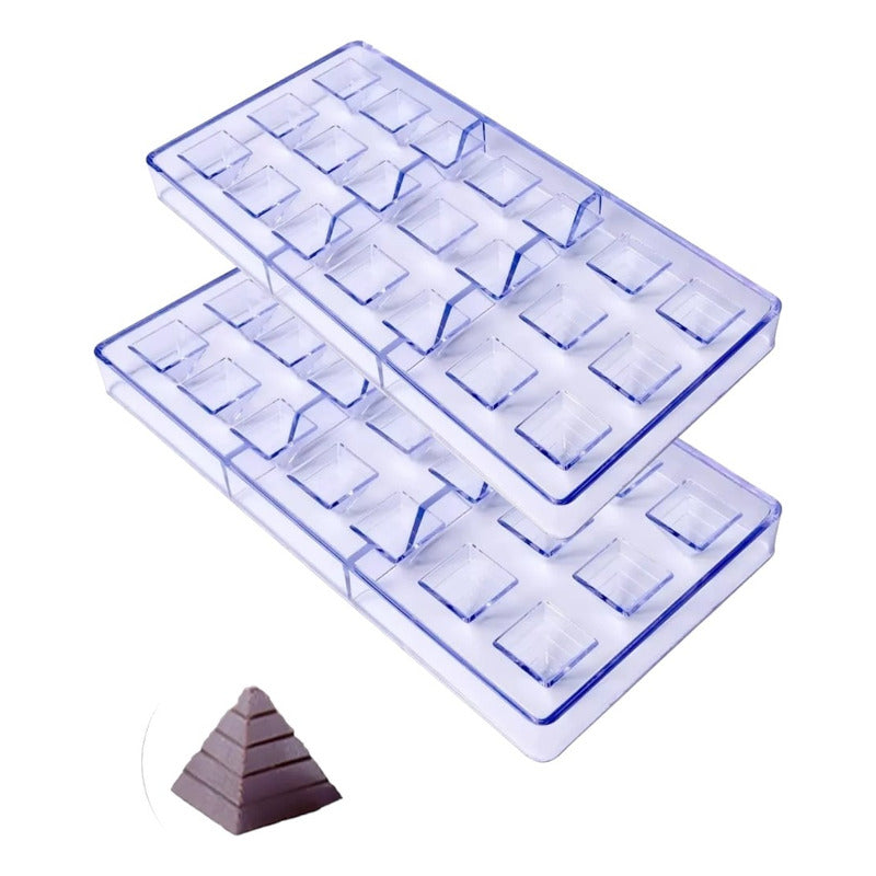 Pack X2 Moldes De Chocolate Molde Policarbonato Piramide Blanco