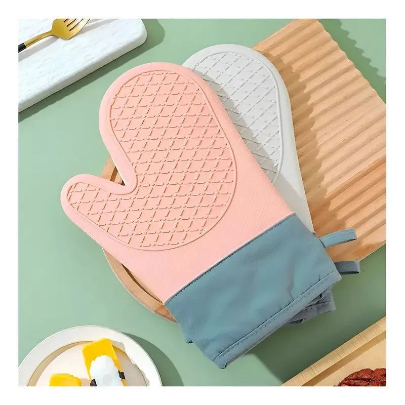 X2 Guante Silicona Para Horno Toma Olla Guantes Cocina 27 Cm Protector De Silicona Agarradera Para Horno Rosa Pasteleriuscl Rosa Claro