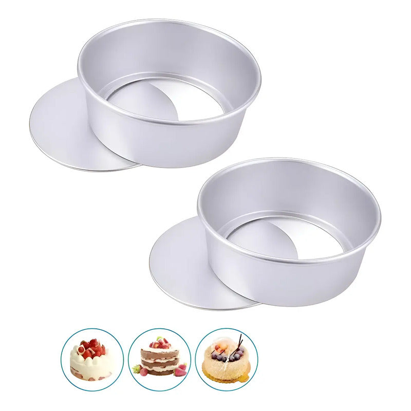 X2 Moldes De Aluminio Para Tortas Molde Desmontable 20cmx8cm Molde De Aluminio Para Bizcochos Molde De Aluminio Para Repostería Molde Para Pasteles Repostería Molde Para Queques Pasteleriuscl Plateado