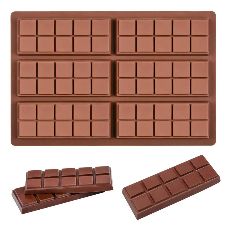 Moldes De Chocolate Moldes Barra De Chocolate Silicona 6066 Molde Para Barras De Proteína Cavidades Rectangulares Medianas Molde Antiadherente Para Hornear Bandeja Rectangular Pasteleriuscl Marrón