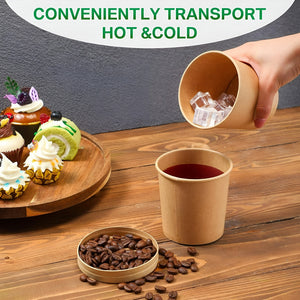Pack X50 Pote Kraft Contenedor De Alimentos Pote C/tapa 16oz