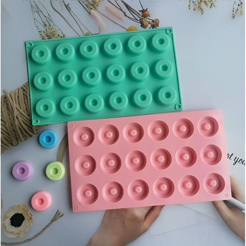 2 Moldes Reposteria Molde Silicona Molde Mini Donuts 18cav Multicolor / Molde Mini Donas 18cav