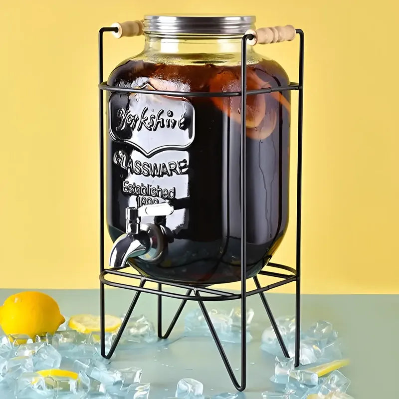 Jarro De Vidrio Dispensador De Bebidas Con Atril Jarro 8l Multicolor