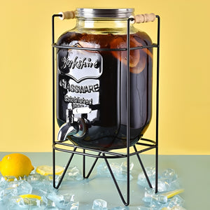 Jarro De Vidrio Dispensador De Bebidas Con Atril Jarro 8l Transparente / Dispensador Bebidas 8l
